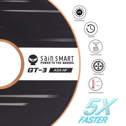 GT-3 High-Speed ASA Filament, 1.75mm Black, UV & Weather Resistant, Fit for Outdoor Functional Parts, 1kg, Accuracy +/- 0.04 mm