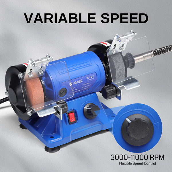 2-in-1 Bench Grinder & Rotary Tool Combo With Sanding Belts & Discs - Complete Workshop Kit