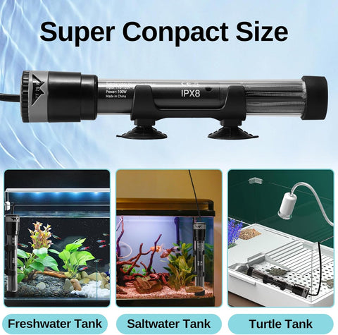XpertMatic Submersible Aquarium Heater, 100W Adjustable