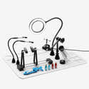 Bras Magnétiques Réglables 360° Pour Soudure - Base Acier 9,9x9,9 Cm - Avec Pinces Crocodiles - Station D'aide Bricolage électronique - 8