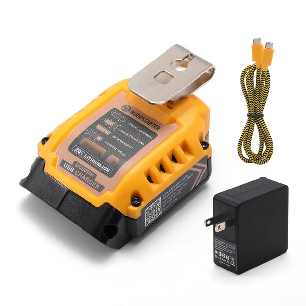 USB Charger Adapter Kit for Dewalt 20V Battery, Dual USB Ports