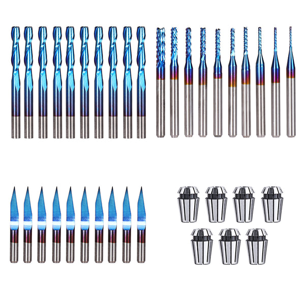 Genmitsu CNC Wood Carving Bit Set, 1/4'' Shaft, 4 PCS, 15° Detail Carving Liner 20° Profile bit 60° & 90° V Groove, WC04A Genmitsu CNC Wood Carving Bit Set, 1/4'' Shaft, 4 PCS, 15° Detail Carving Liner 20° Profile bit 60° & 90° V Groove, WC04A