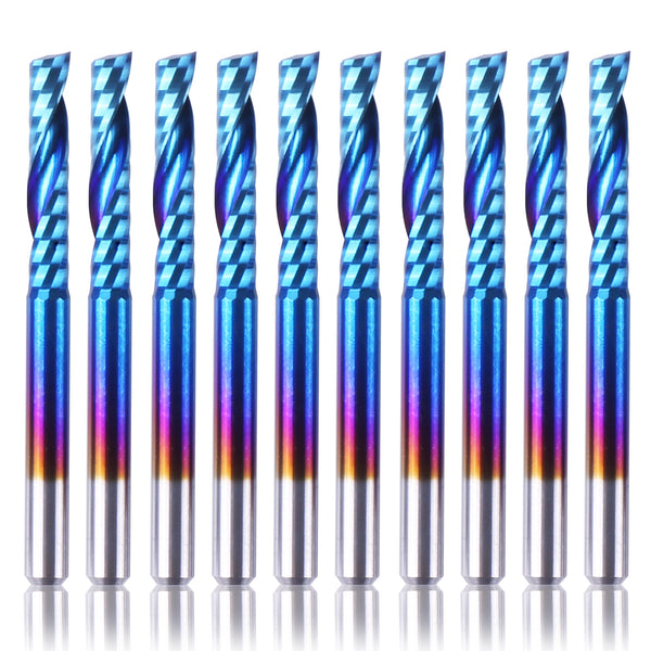 SainSmart Nano Blue Coat CNC Router Bits | Flat Nose | 1 Flute