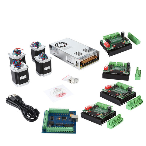 [Discontinued] CNC 4-Axis Complete Kit 2 with TB6560 Motor Driver,270 oz-in Nema23 Stepper Motor for Miling Engraving Machine