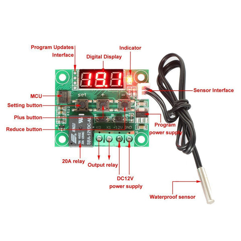 [Discontinued] '-50-110°C Digital Thermostat Temperature Control Switch 12V & Sensor, W1209