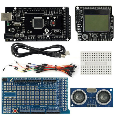 [Discontinued] Mega2560 R3 Prototype Kit+LCD4884+Prototype Shield+HC-SR04 Ultrasonic Sensor