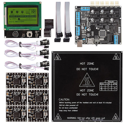 [Discontinued] Megatronics + A4988 LCD12864 Controller Heatbed Endstop Kit For Reprap 3D Print