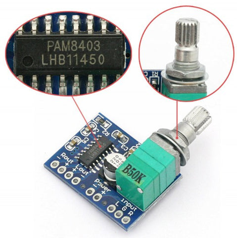 [Discontinued] Mini PAM8403 5V Digital Amplifier Board USB Power Supply