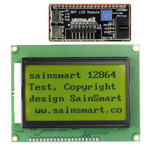 [Discontinued] SPI 128x64 Graphic Yellow LCD Display with Backlight