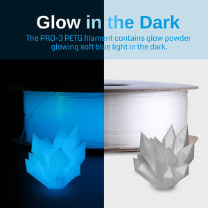 Glow in The Dark Blue 1.75mm PRO-3 PETG Filament, 1kg