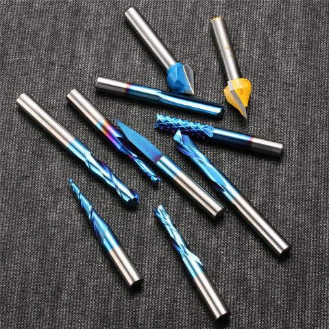 MC10A, 1/4'' Shank, General Purpose, Strong Durable End Mill Router Bits,10Pcs