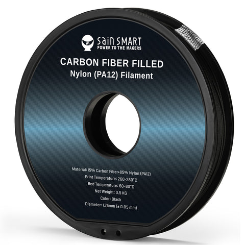 ePA12-CF 1.75mm Carbon Fiber Nylon Filament, 0.5kg, Accuracy +/- 0.05 mm, Black