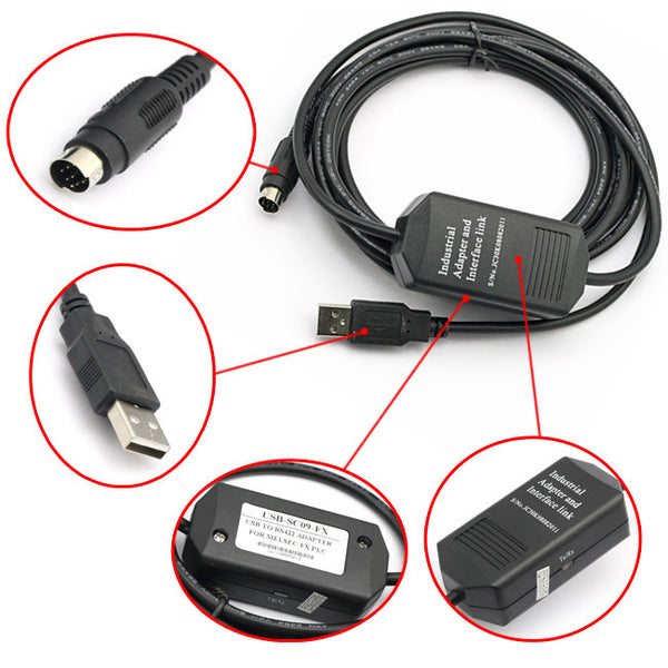 Discontinued] PLC Programming Cable for Mitsubishi MELSEC USB TO