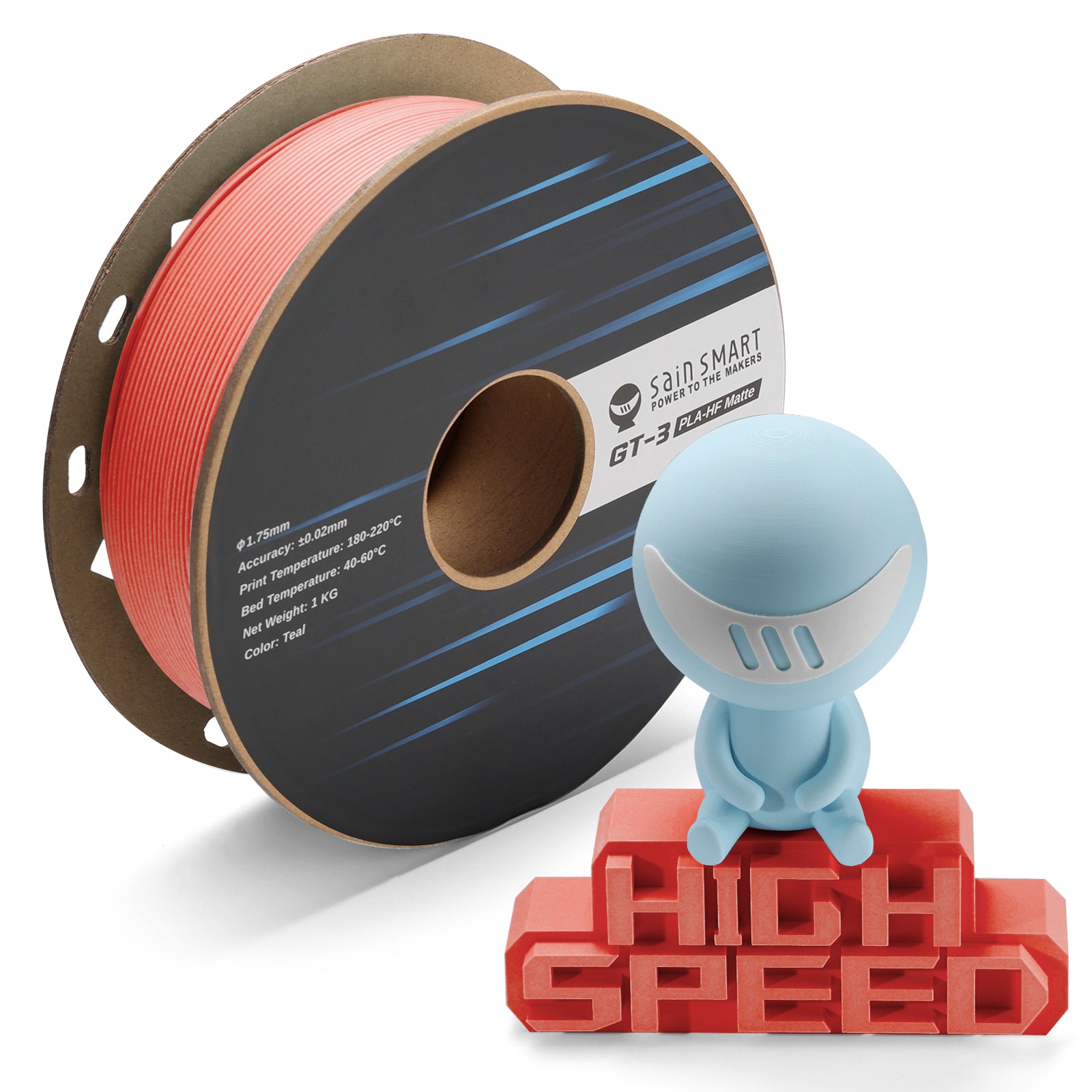 GT-3 High Speed Matte PLA Filament 1.75mm, 1KG, ±0.02mm, Black