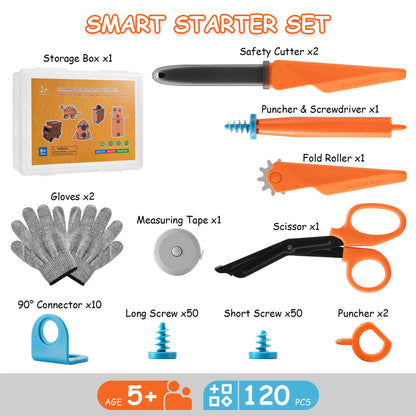 Cardboard Tools for Kids with Safe Cutter, Tool Box & Tape Measure, Cardboard Construction Kit for Family & Classroom Activities | Reusable Cutting Tools for Boys & Girls Age 5+