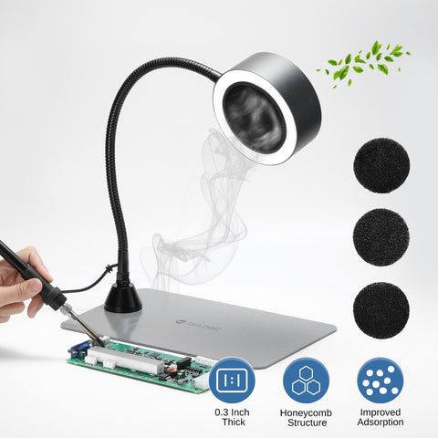 Solder Smoke Absorber with LED Lights, Magnetic & Clamp Base, Stainless Steel Gooseneck, Fume Extractor Fan for DIY Soldering