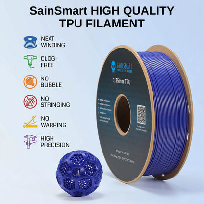 TPU Filament 1.75mm, Upgrade 1KG (2.2 lbs) 95A Flexible TPU, ±0.05mm Accuracy, 3D Printer Filament, Compatible with Most FDM Printers