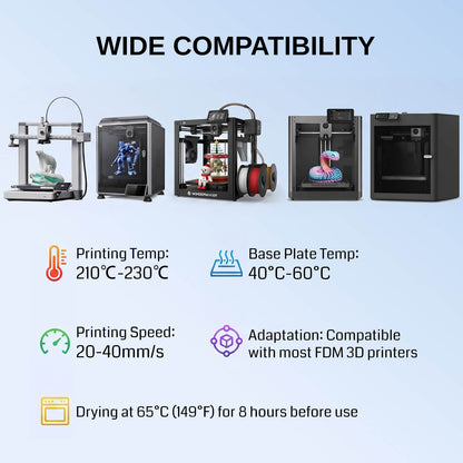 TPU Filament 1.75mm, Upgrade 1KG (2.2 lbs) 95A Flexible TPU, ±0.05mm Accuracy, 3D Printer Filament, Compatible with Most FDM Printers