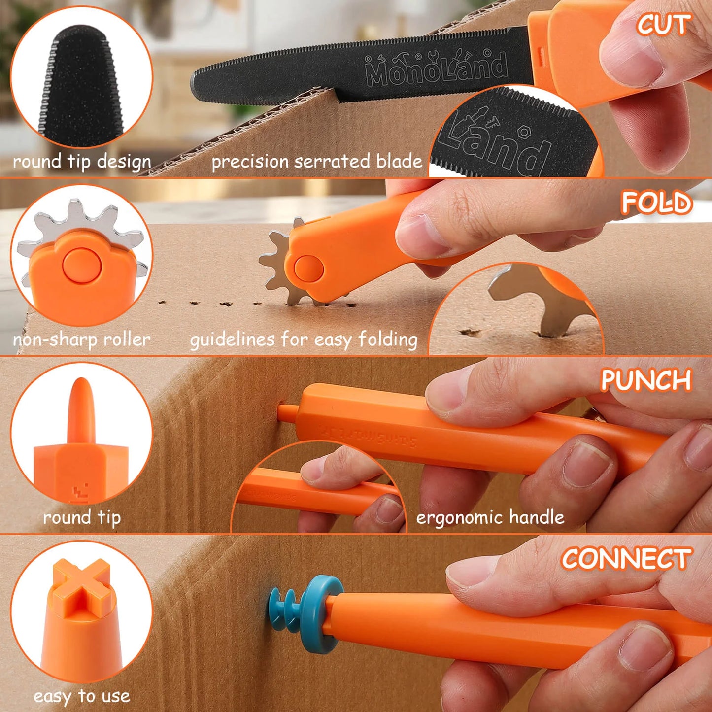 Cardboard Tools for Kids with Safe Cutter, Tool Box & Tape Measure, Cardboard Construction Kit for Family & Classroom Activities | Reusable Cutting Tools for Boys & Girls Age 5+