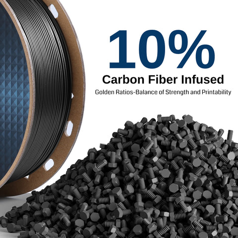 Carbon Fiber ASA Filament, 1.75mm Black, UV & Weather Resistant, Fit for Outdoor Functional Parts, 1kg, Accuracy +/- 0.04 mm