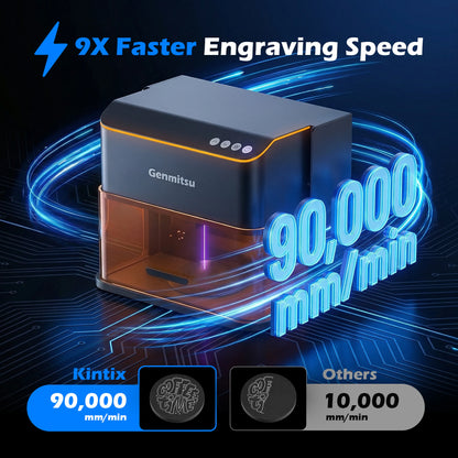 Kintix Galvo Laser Engraver 5W/10W, 90k mm/min, Auto-Lifting, 200x100mm Large Area, LightBurn, APP Supported, Class 1 Safety