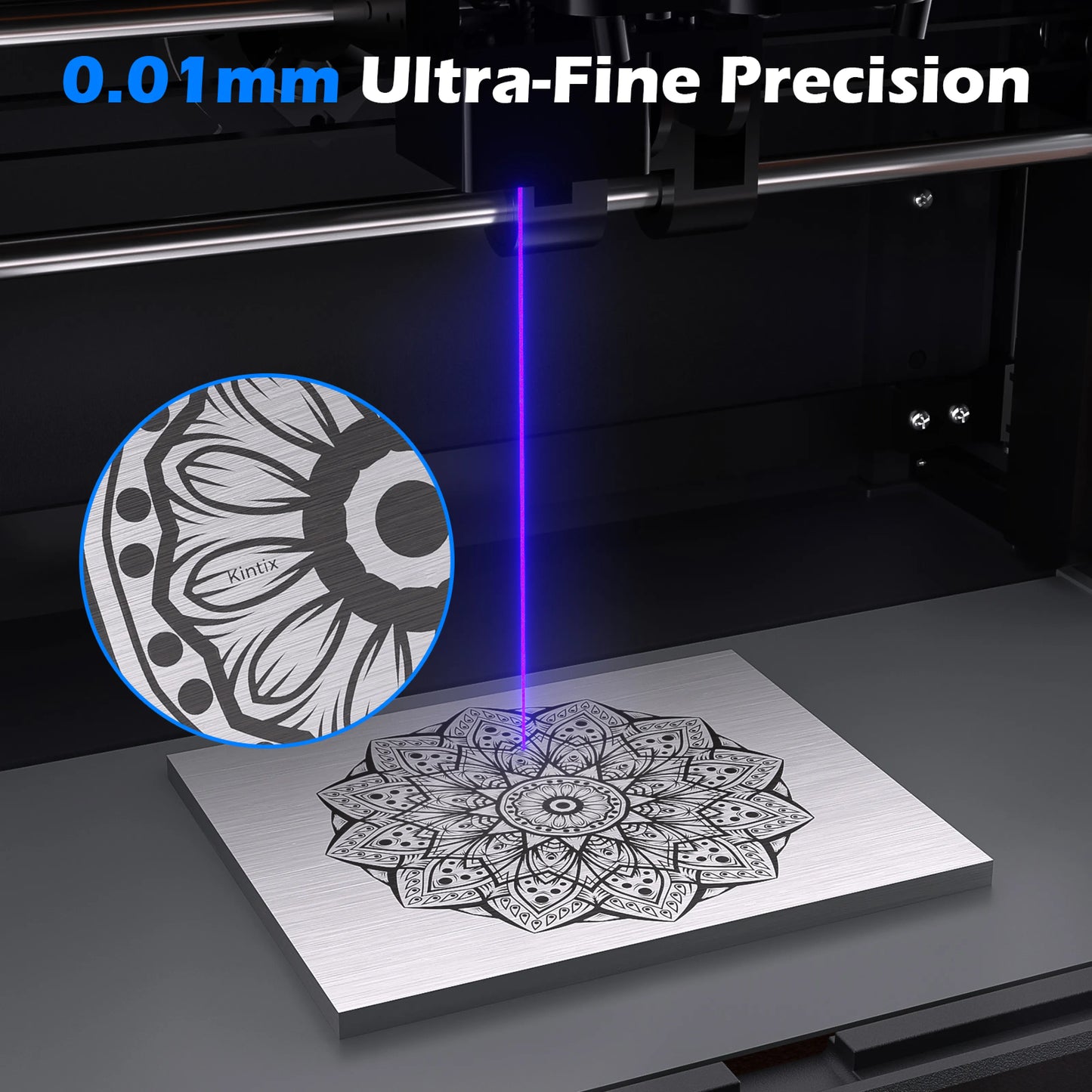 Kintix Galvo Laser Engraver 5W/10W, 90k mm/min, Auto-Lifting, 200x100mm Large Area, LightBurn, APP Supported, Class 1 Safety