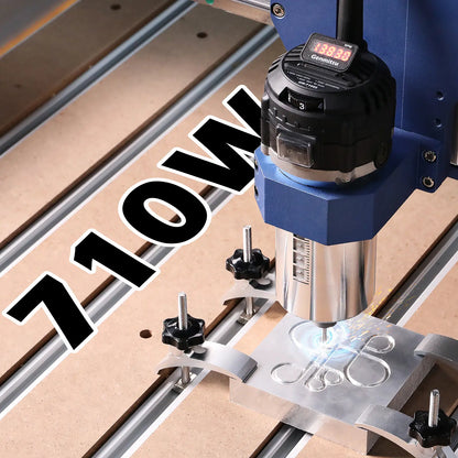 710W CNC Compact Router 65mm Diameter, Spindle Motor with LCD Digital Display 6 Adjustable Speeds, 1/8” ER11 Collet, 4 Carbon Brushes, for CNC Milling Machine