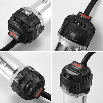 710W CNC Compact Router 65mm Diameter, Spindle Motor with LCD Digital Display 6 Adjustable Speeds, 1/8” ER11 Collet, 4 Carbon Brushes, for CNC Milling Machine