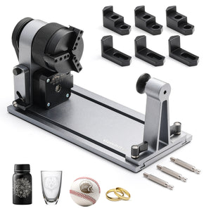 MD18, MD19 Rotary Roller, Laser Engraver Accessories 3-in-1 Kit for Genmitsu L8, Genmitsu Z6 Engraving Machines, Multi Jaw Chucks for Glass, Cylindrical Objects, Baseball Bat, Ring, Bottles Cups