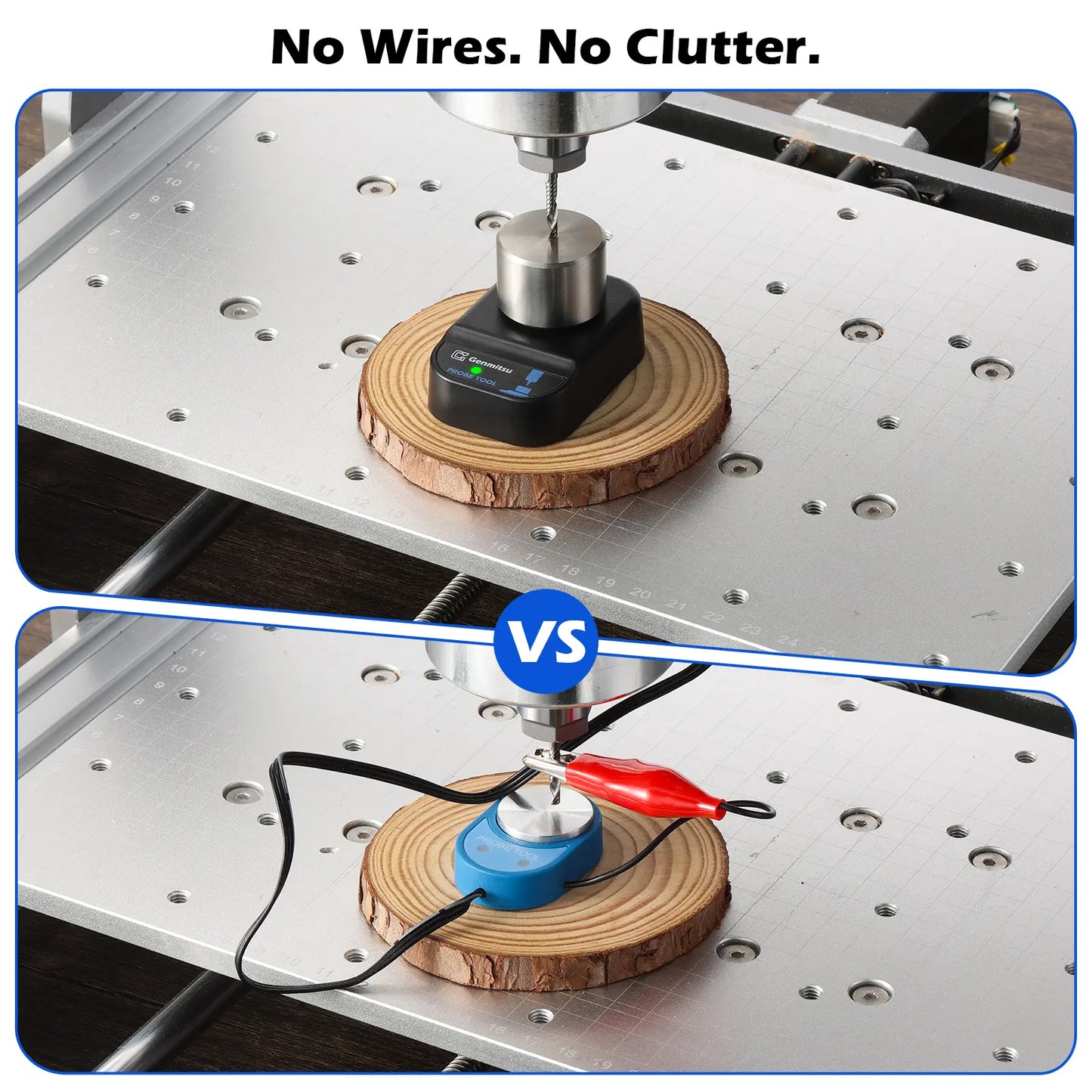Wireless Z-Axis Probe Tool Setter for CNC Router Machine, Tool Setting Touch Probe with 3-Pin Cable DC 5–24V, 0.02mm Accuracy, GRBL & Mach3 & Genmitsu APP Compatible