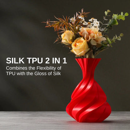 Silk TPU Filament 4x250g Bundle, 95A 1.75 mm, Dimensional Accuracy ±0.03 mm, Glossy Silk Surface, Gold, Dark Silver, Blue, Red