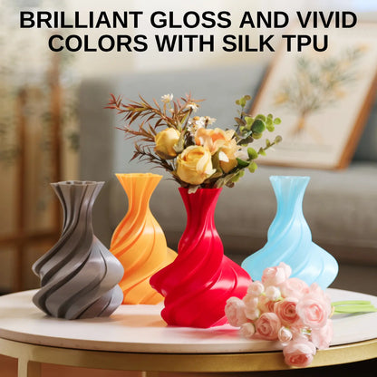 Silk TPU Filament 4x250g Bundle, 95A 1.75 mm, Dimensional Accuracy ±0.03 mm, Glossy Silk Surface, Gold, Dark Silver, Blue, Red