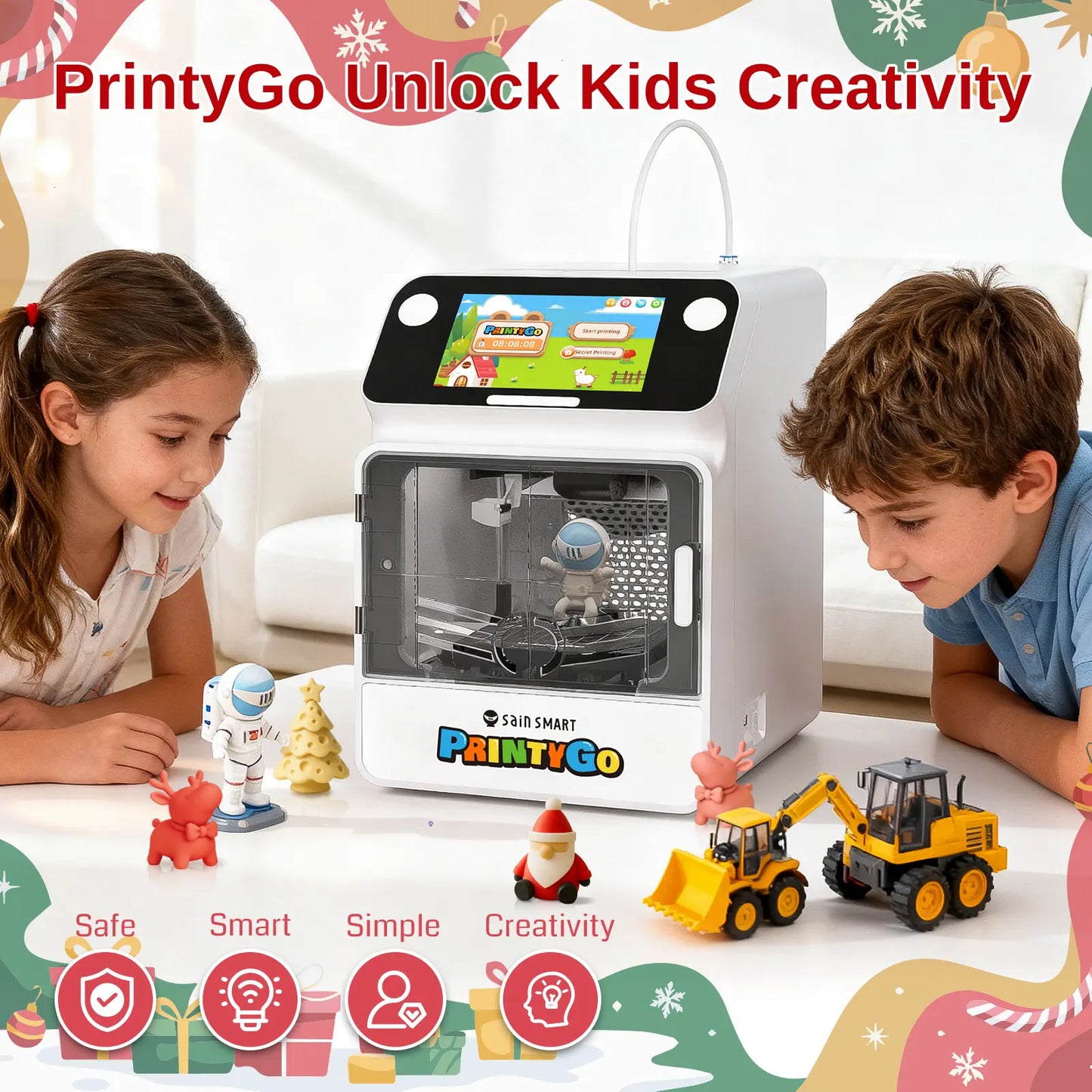 SainSmart PrintyGo 3D Printer for Kids, Safe & Easy 3D Printing for Creative STEM Learning