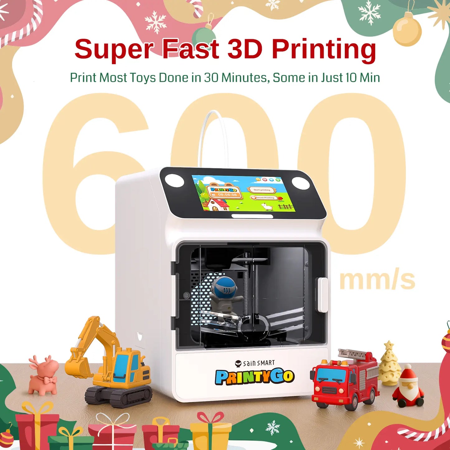 SainSmart PrintyGo 3D Printer for Kids, Safe & Easy 3D Printing for Creative STEM Learning