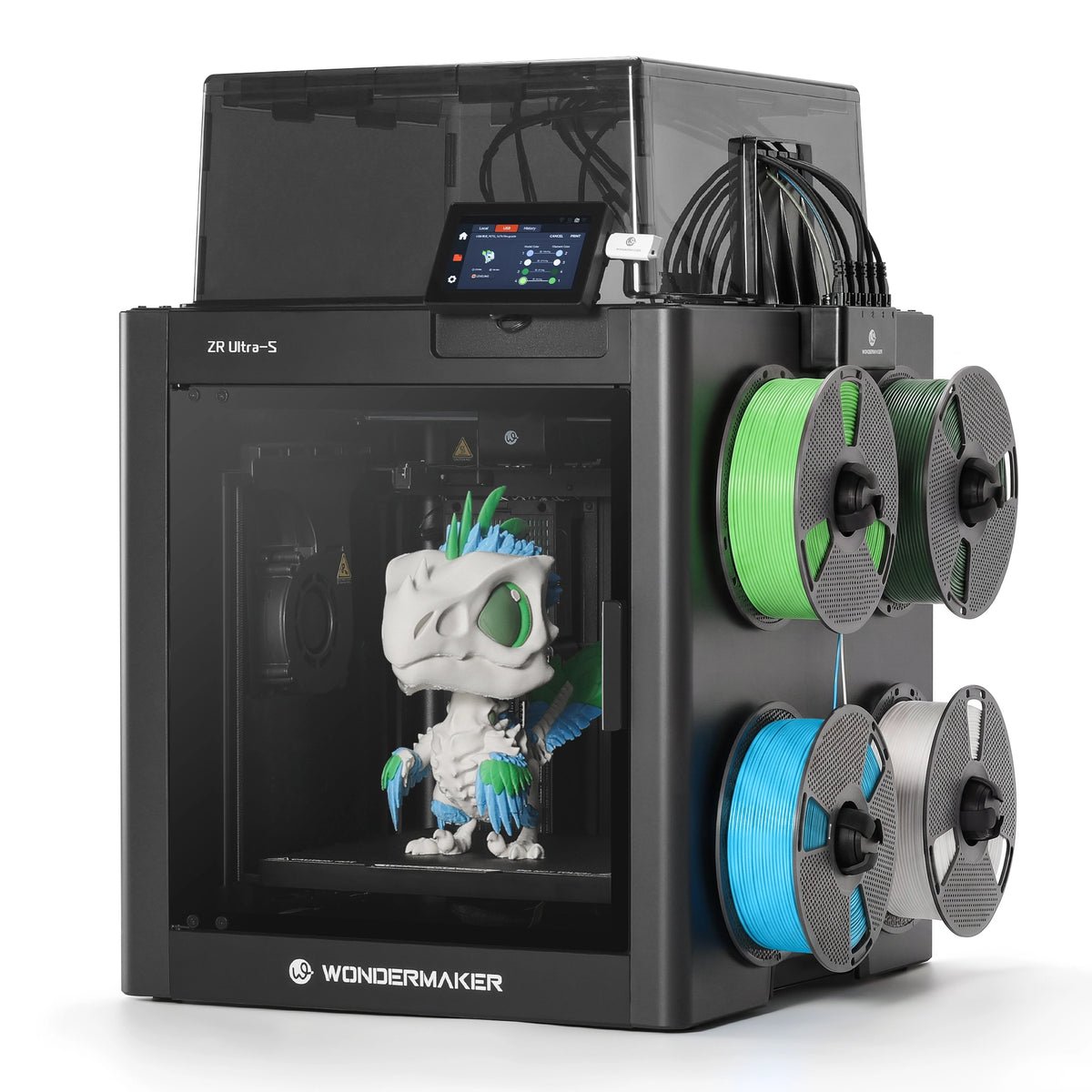 WonderMaker ZR Ultra S, 4 Toolheads 3D Printer with Open Source, Multi-color Printing Fast Material Changing, 300*300*300m