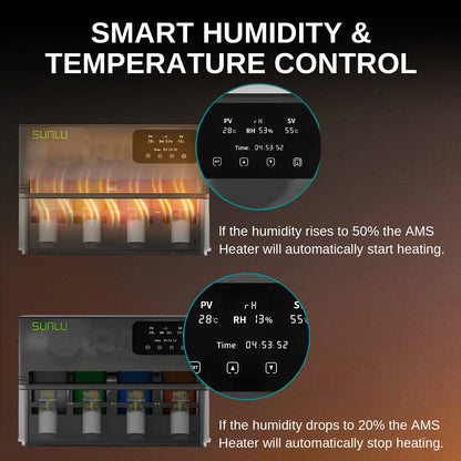 AMS Heater for Bambu Lab AMS Gen 1, Simultaneous Filament Drying & Printing, Fast 70°C Heating, Smart Humidity Control, 4-Roll Capacity, Easy 2-Min Install (AMS Not Included)