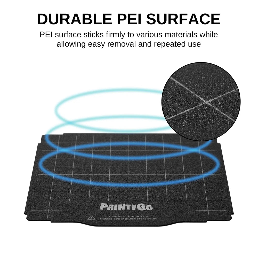 PrintyGo PEI Build Plate, Magnetic Flexible Textured PEI Sheet PrintyGo PEI Build Plate, Magnetic Flexible Textured PEI Sheet