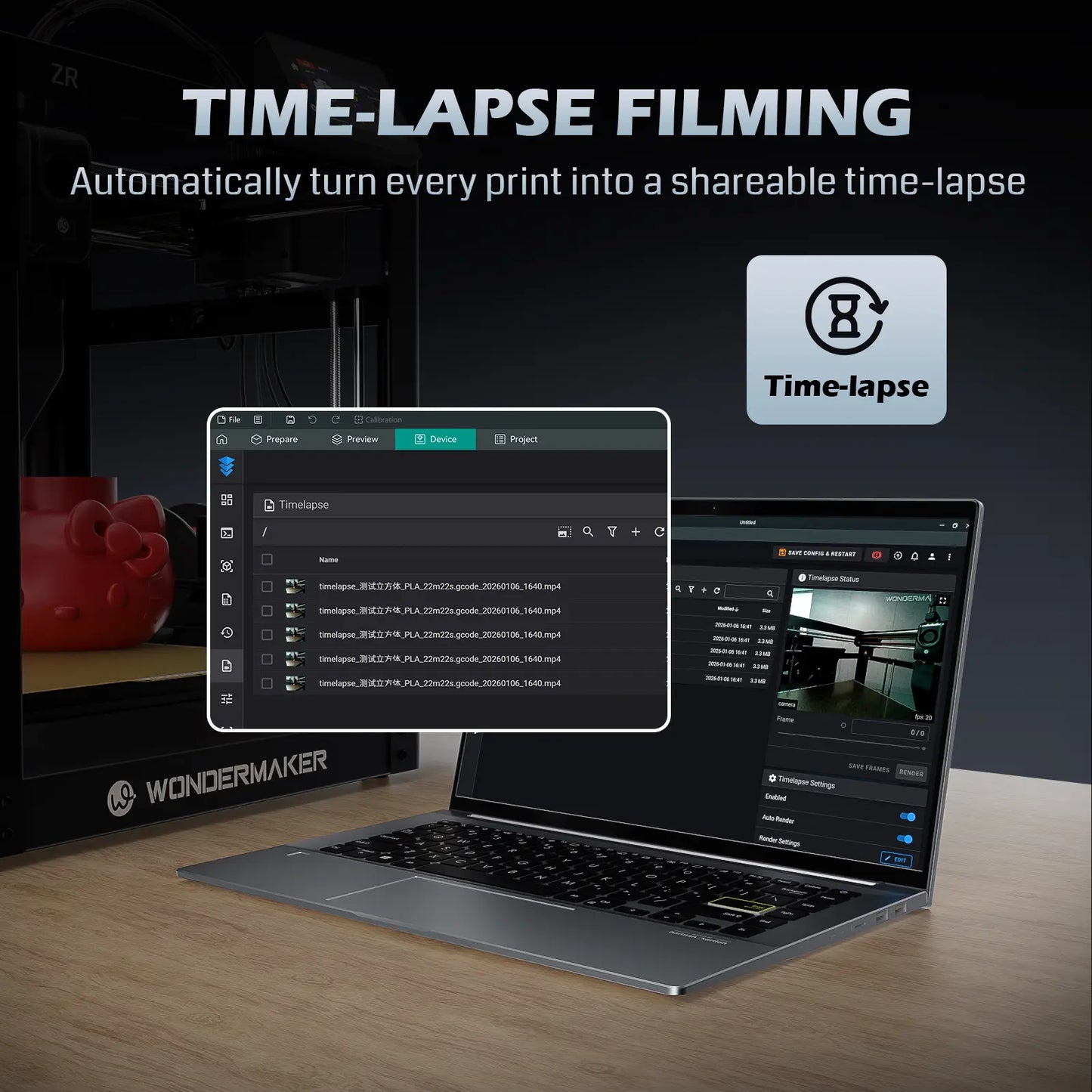 SainSmart X WonderMaker ZR Camera, 3D Printer Camera for 24H Real-Time Monitoring, Time-Lapse,  Ultra Clear Resolution, Compatible with WonderMaker ZR  Printer