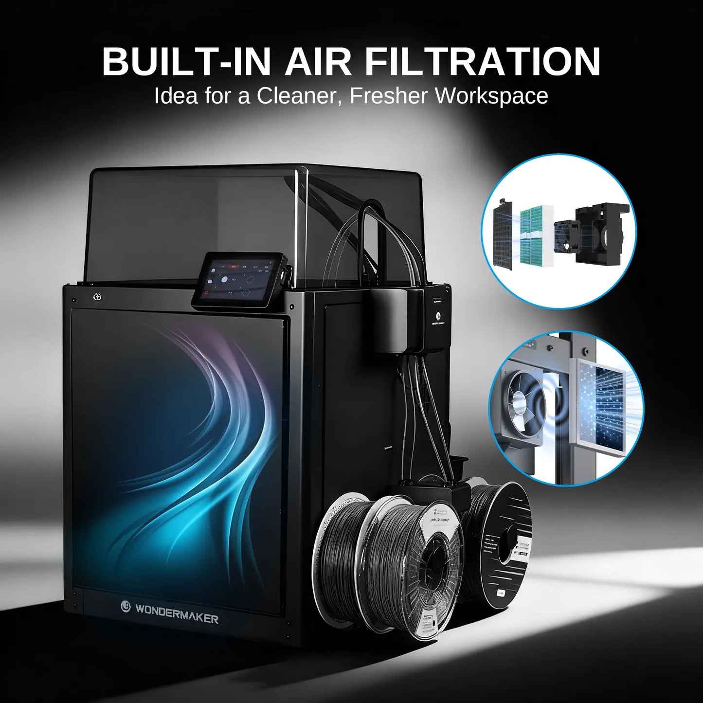 SainSmart x WonderMaker ZR 3D Printer Enclosure Kit, Safer, Quieter Cover with Built-In Air Filtration, Stable Temperature for High-Performance Filaments like ABS, ASA, PETG-CF