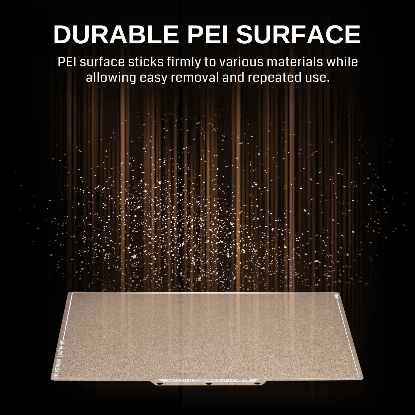 SainSmart x WonderMaker ZR PEI Spring Steel 300×300mm Build Plate, Textured PEI Magnetic Flexible Heated Bed, High Flatness PEI Sheet, Accessories Replacement for WonderMaker ZR 3D Printer