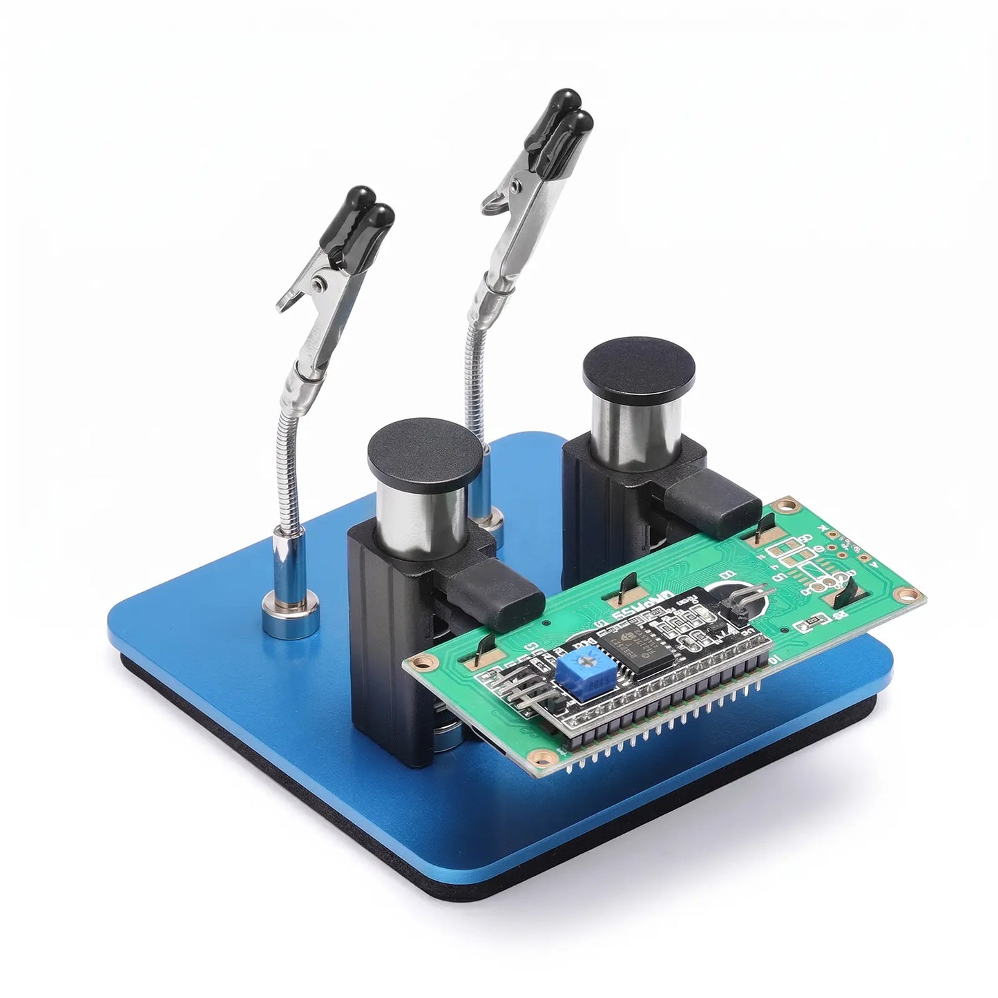 SainSmart Magnetic Helping Hands Soldering Clamp with Parallel Grip, Heat Resistant Silicone Jaws, Dual-Angle Magnetic Base Third Hand Tool for PCB Repair, Electronics, Jewelry & DIY
