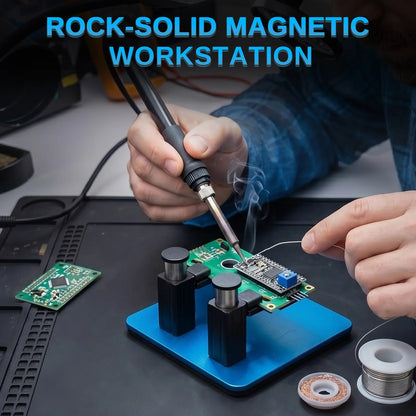 SainSmart Magnetic Helping Hands Soldering Clamp with Parallel Grip, Heat Resistant Silicone Jaws, Dual-Angle Magnetic Base Third Hand Tool for PCB Repair, Electronics, Jewelry & DIY