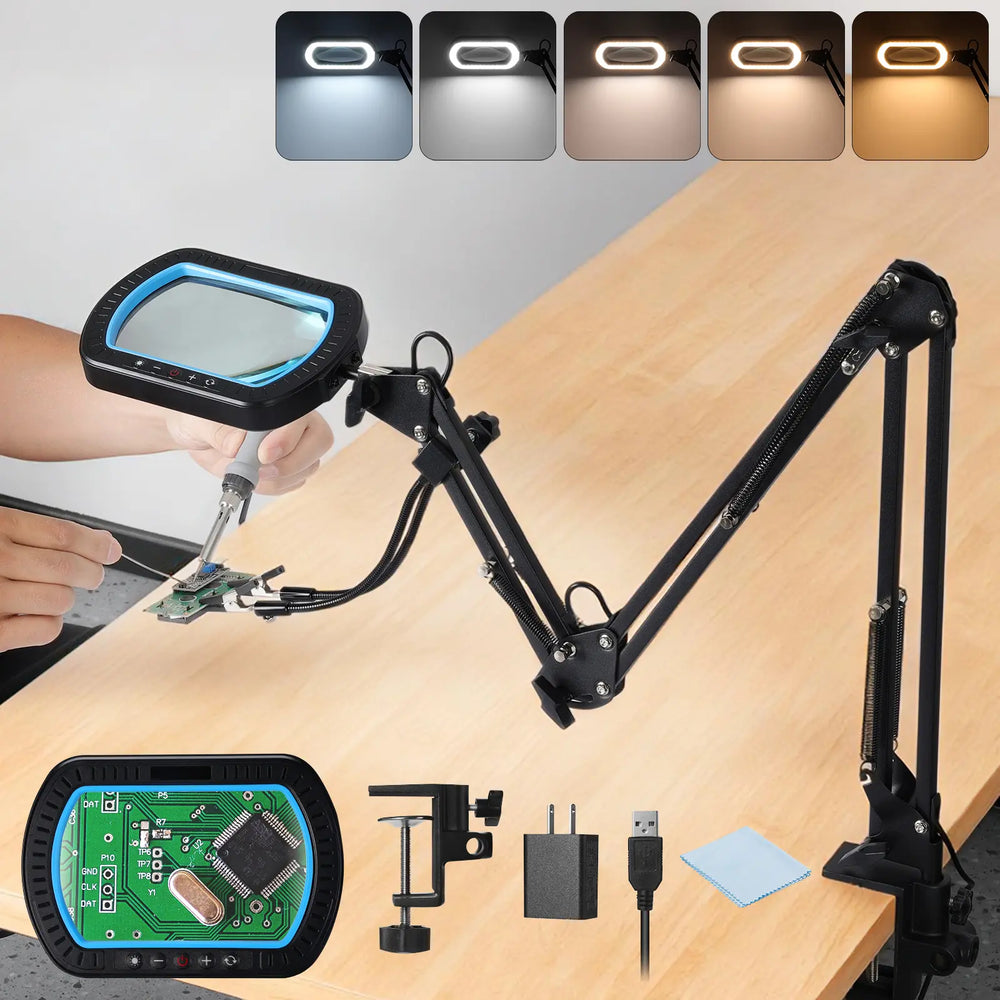 clamp on fishing lure magnifying glass and light 12X Magnifying Glass with Light and Clamp, Ultra Long 3-Section Arm, 5 – SainSmart.com