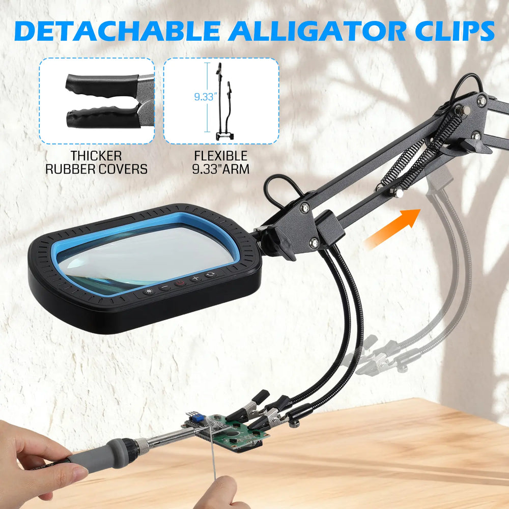clamp on fishing lure magnifying glass and light 12X Magnifying Glass with Light and Clamp, Ultra Long 3-Section Arm, 5 – SainSmart.com