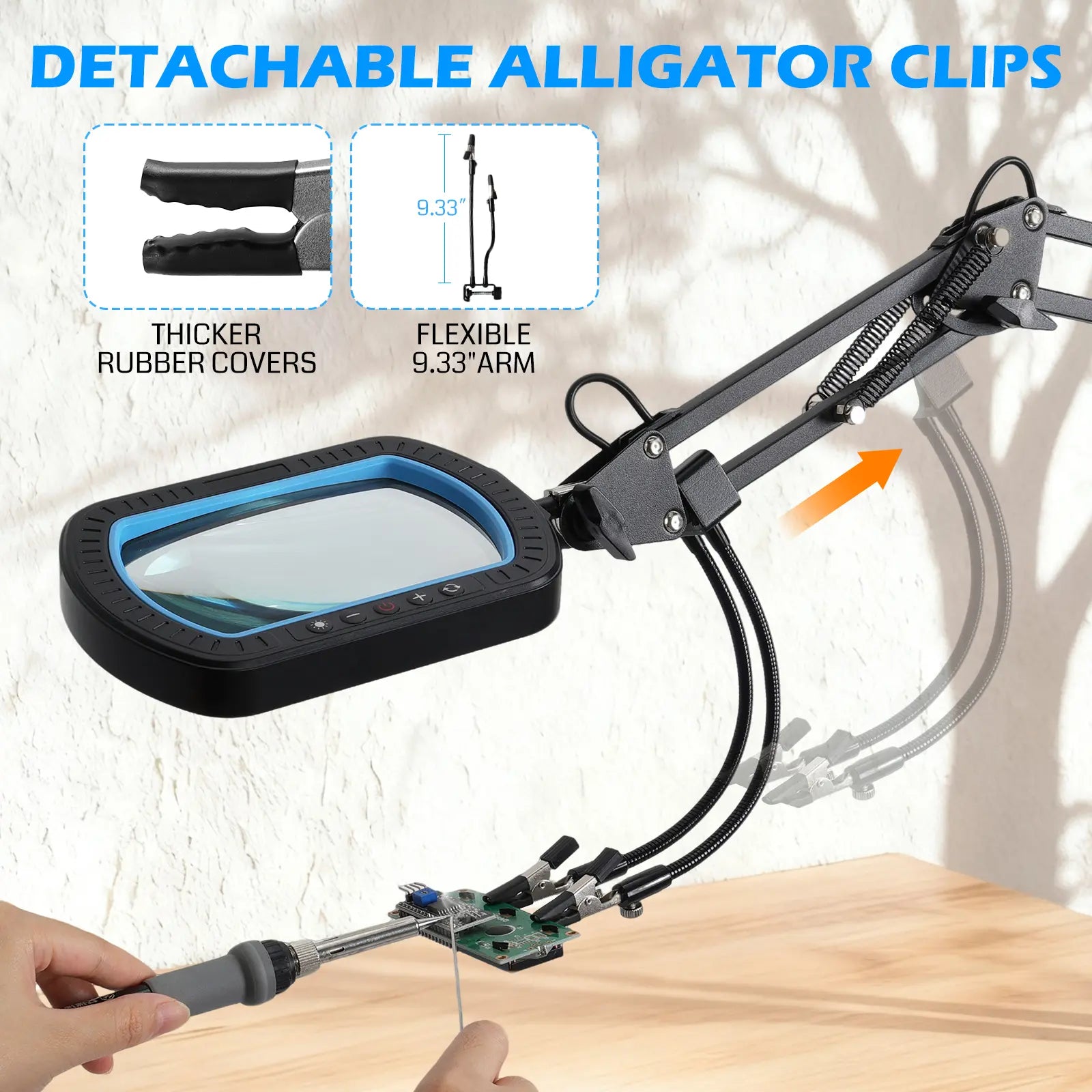 clamp on fishing lure magnifying glass and light 12X Magnifying Glass with Light and Clamp, Ultra Long 3-Section Arm, 5 –  SainSmart.com