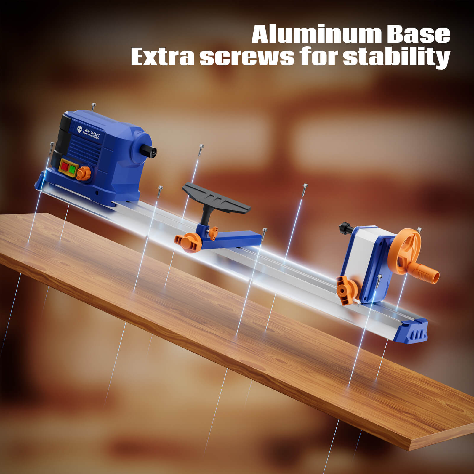 Benchtop Wood Lathe, 10''x24'', 600W 0.8 HP,With Step-Less
