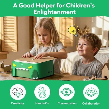 SainSmart BeaverBot C2 Kids Cardboard Cutter – Bladeless STEM Craft Tool for Ages 4–12 | Dinosaur & Rabbit | 2-Speed DIY Kit
