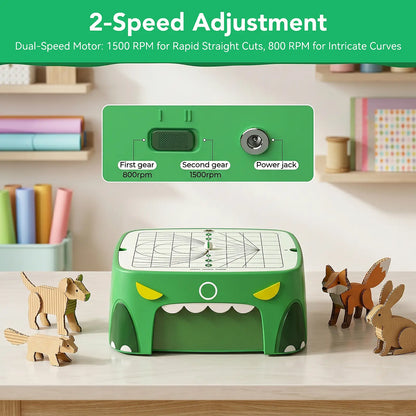 SainSmart BeaverBot C2 Kids Cardboard Cutter – Bladeless STEM Craft Tool for Ages 4–12 | Dinosaur & Rabbit | 2-Speed DIY Kit