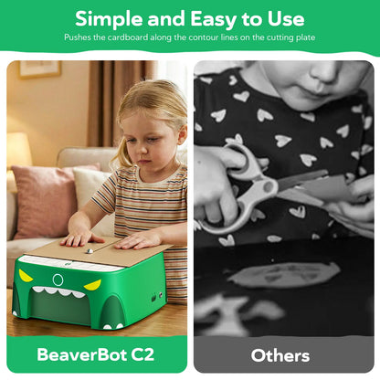 SainSmart BeaverBot C2 Kids Cardboard Cutter – Bladeless STEM Craft Tool for Ages 4–12 | Dinosaur & Rabbit | 2-Speed DIY Kit