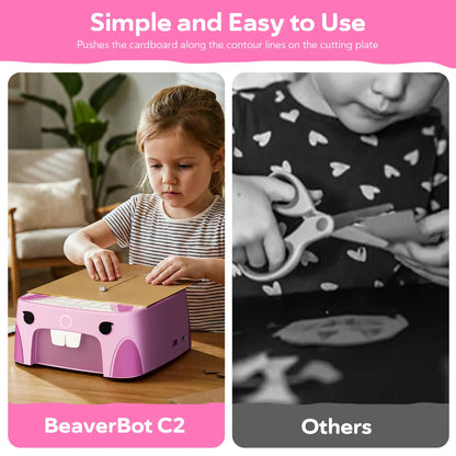 SainSmart BeaverBot C2 Kids Cardboard Cutter – Bladeless STEM Craft Tool for Ages 4–12 | Dinosaur & Rabbit | 2-Speed DIY Kit